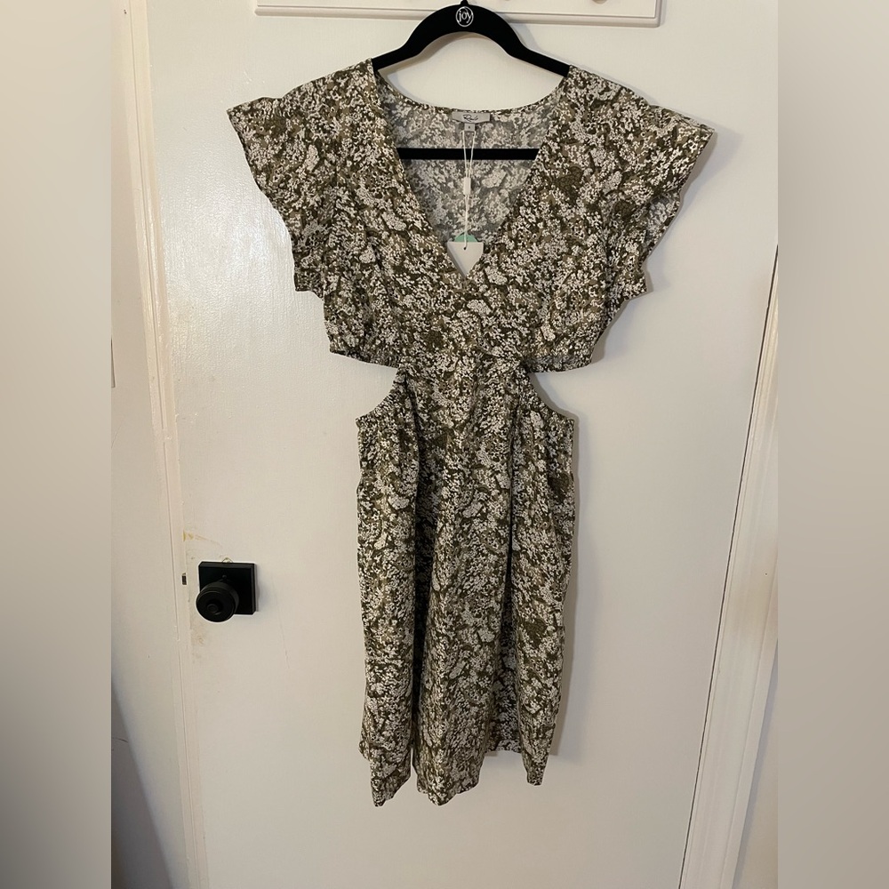 Rails Olive Green & White Nyla Cut Out Dress